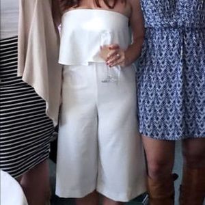 Misguided white strapless wide leg jumpsuit size 6